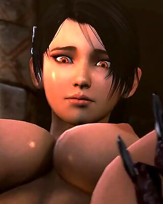 Kåt Tomb Raider er fanget og tvunget (Japan Porn Anime)
